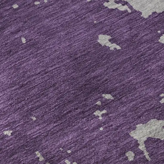 8' Purple And Gray Abstract Washable Round Rug With UV Protection Photo 9