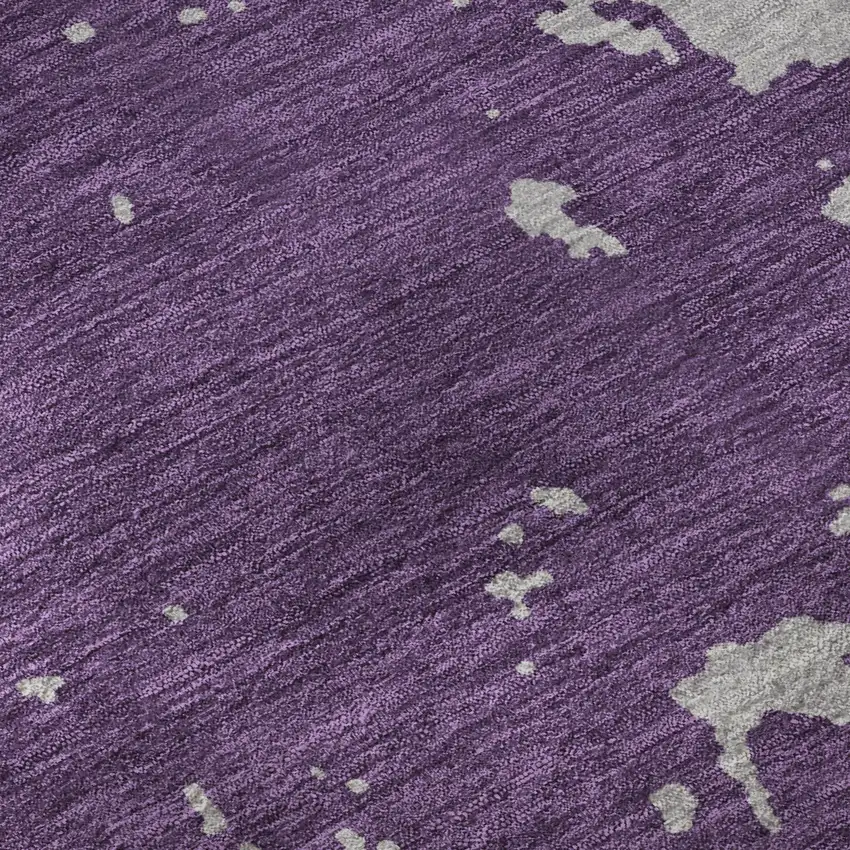 8' Purple And Gray Abstract Washable Round Rug With UV Protection Photo 9