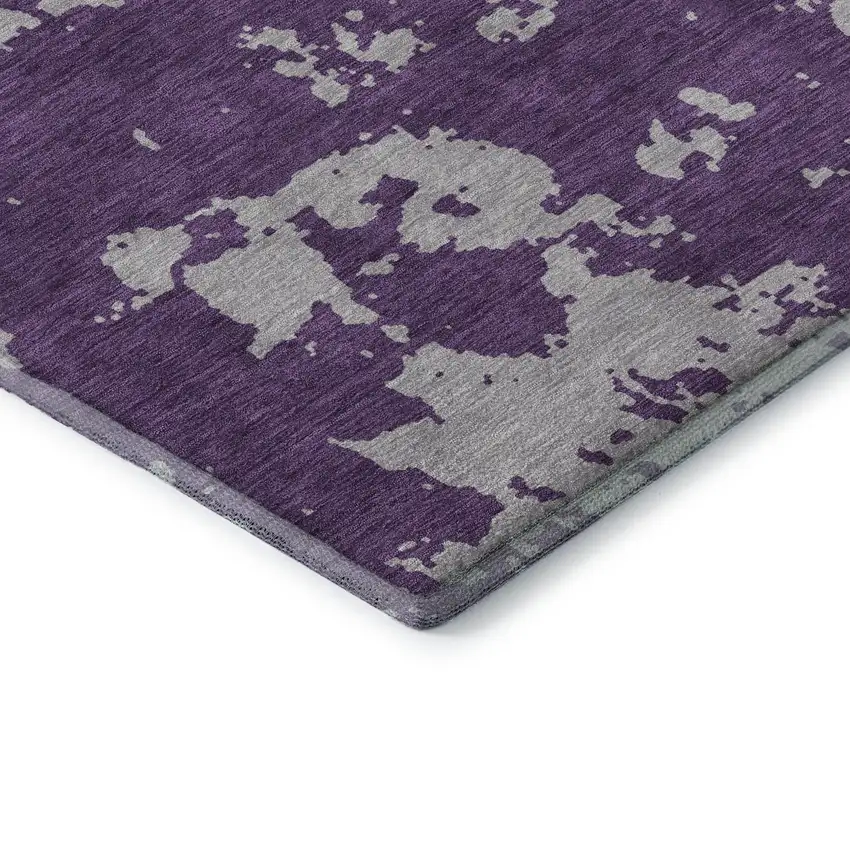 8' Purple And Gray Abstract Washable Round Rug With UV Protection Photo 7