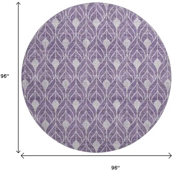8' Purple And Gray Geometric Washable Round Rug With UV Protection Photo 9