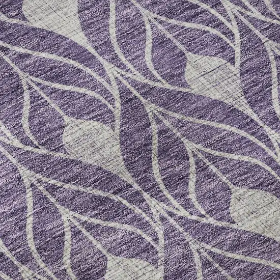 8' Purple And Gray Geometric Washable Round Rug With UV Protection Photo 8