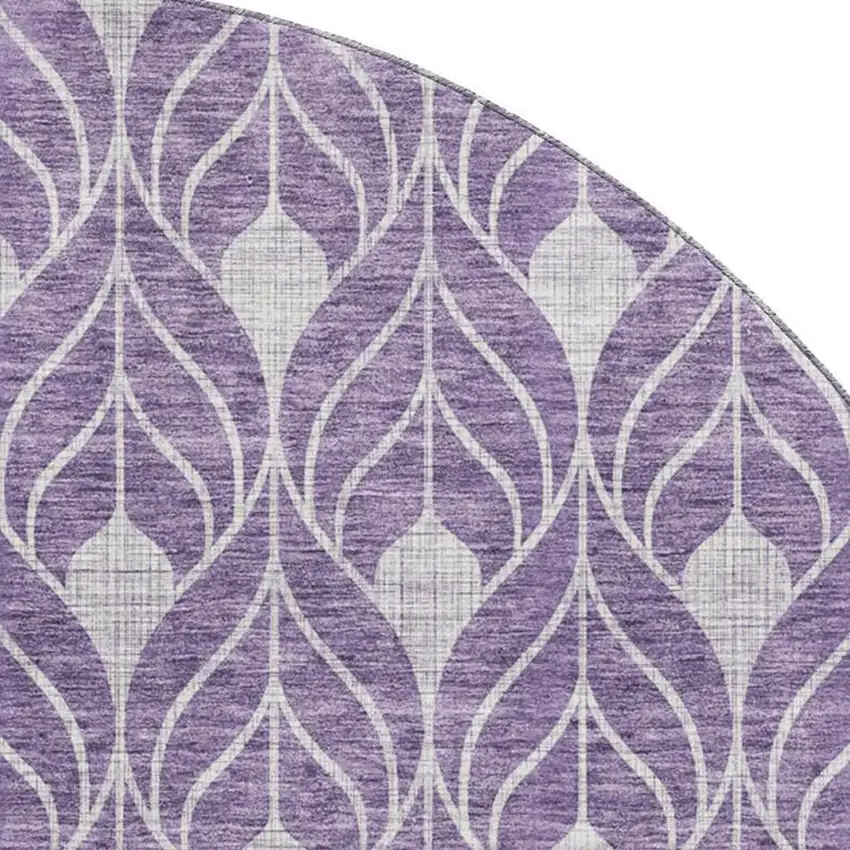 8' Purple And Gray Geometric Washable Round Rug With UV Protection Photo 2
