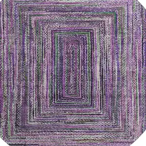 Photo of 8' Purple And Gray Geometric Washable Round Rug With UV Protection