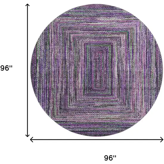 8' Purple And Gray Geometric Washable Round Rug With UV Protection Photo 9