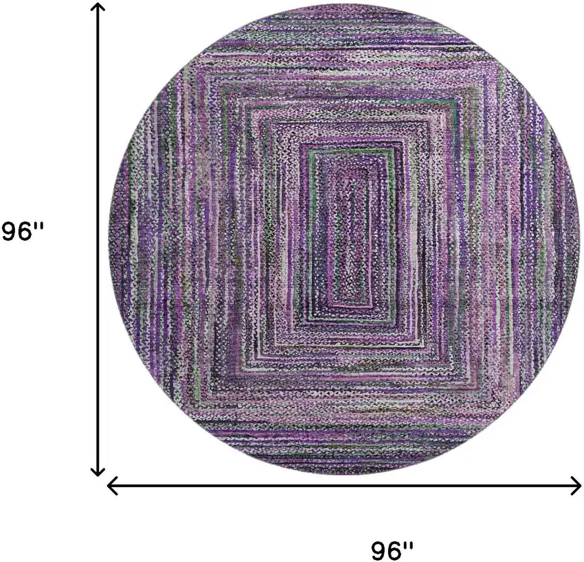 8' Purple And Gray Geometric Washable Round Rug With UV Protection Photo 9