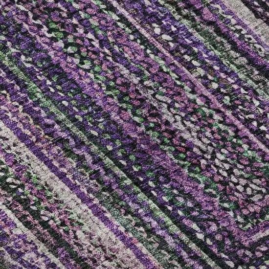 8' Purple And Gray Geometric Washable Round Rug With UV Protection Photo 8