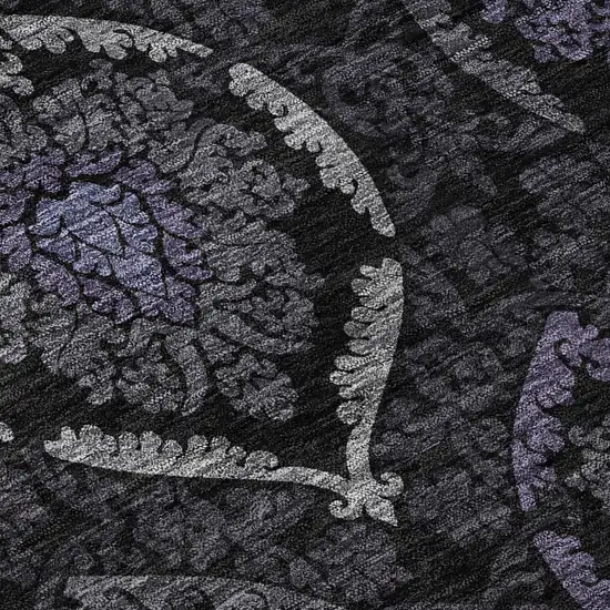 8' Purple And Gray Medallion Washable Round Rug With UV Protection Photo 9