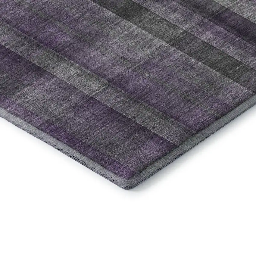 8' Purple And Gray Plaid Washable Round Rug With UV Protection Photo 7