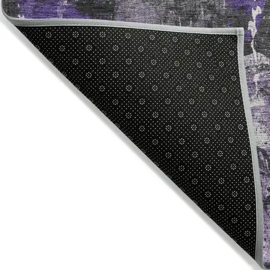 8' Purple And Gray Round Abstract Washable Indoor Outdoor Area Rug Photo 9