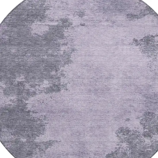 8' Purple And Gray Round Abstract Washable Indoor Outdoor Area Rug Photo 8