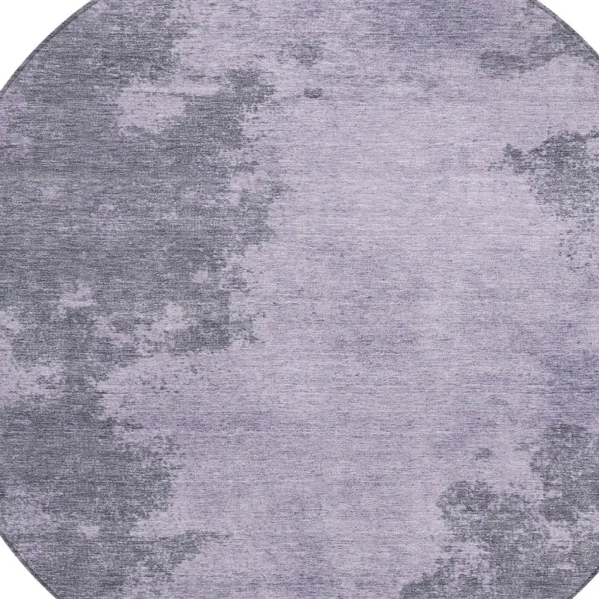 8' Purple And Gray Round Abstract Washable Indoor Outdoor Area Rug Photo 8