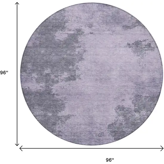 8' Purple And Gray Round Abstract Washable Indoor Outdoor Area Rug Photo 9