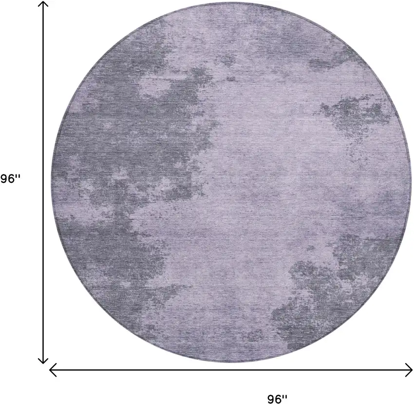 8' Purple And Gray Round Abstract Washable Indoor Outdoor Area Rug Photo 9