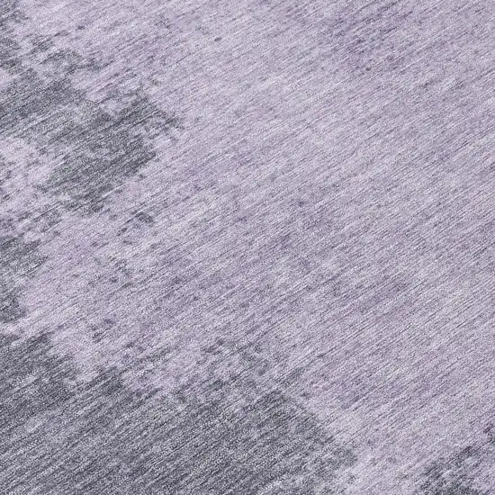 8' Purple And Gray Round Abstract Washable Indoor Outdoor Area Rug Photo 8