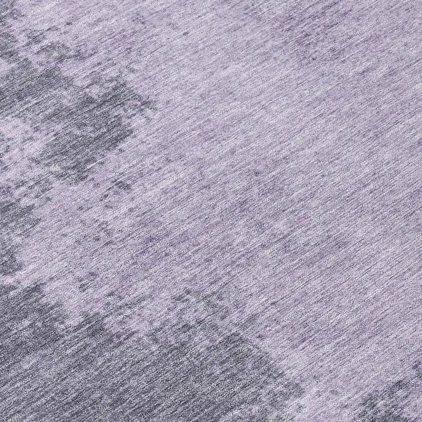 8' Purple And Gray Round Abstract Washable Indoor Outdoor Area Rug Photo 8
