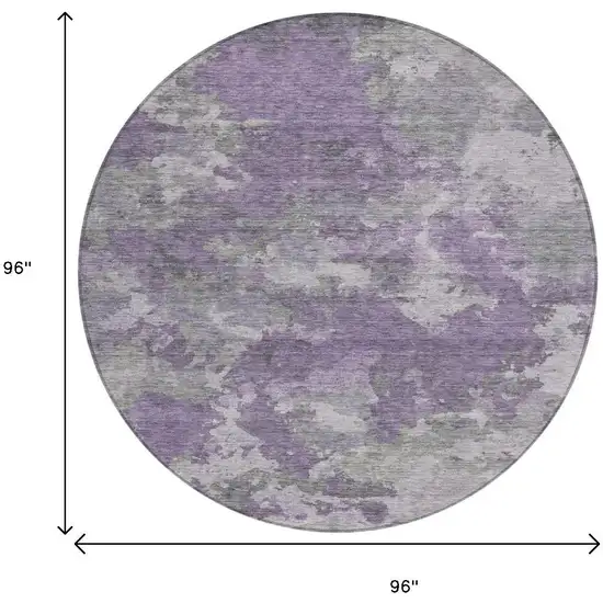 8' Purple And Gray Round Abstract Washable Indoor Outdoor Area Rug Photo 9