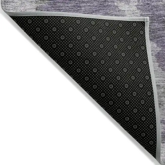 8' Purple And Gray Round Abstract Washable Indoor Outdoor Area Rug Photo 9