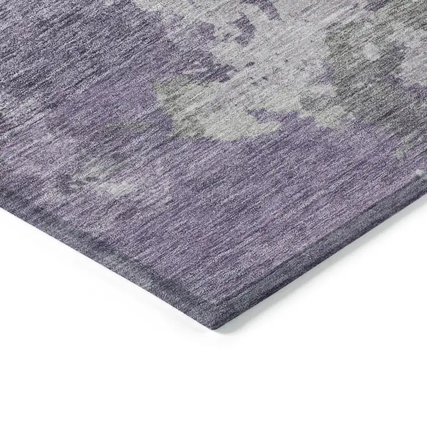 8' Purple And Gray Round Abstract Washable Indoor Outdoor Area Rug Photo 5