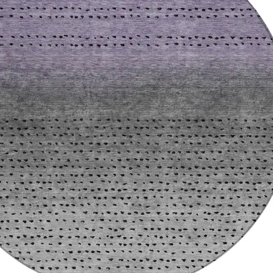 8' Purple And Gray Round Abstract Washable Indoor Outdoor Area Rug Photo 8