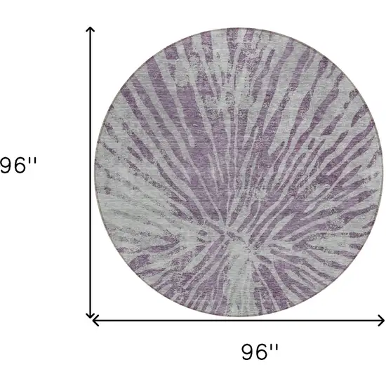 8' Purple And Gray Round Abstract Washable Indoor Outdoor Area Rug Photo 3