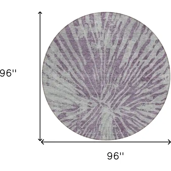 8' Purple And Gray Round Abstract Washable Indoor Outdoor Area Rug Photo 3