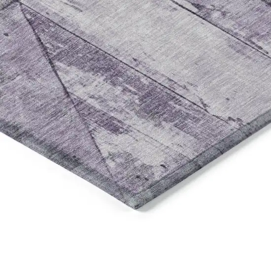 8' Purple And Gray Round Geometric Washable Indoor Outdoor Area Rug Photo 7