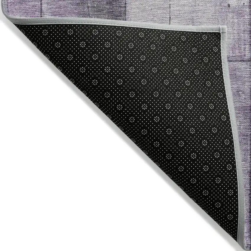 8' Purple And Gray Round Geometric Washable Indoor Outdoor Area Rug Photo 9