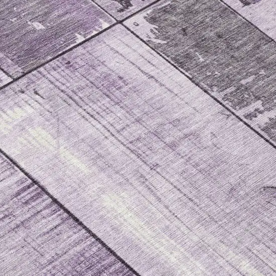 8' Purple And Gray Round Geometric Washable Indoor Outdoor Area Rug Photo 8