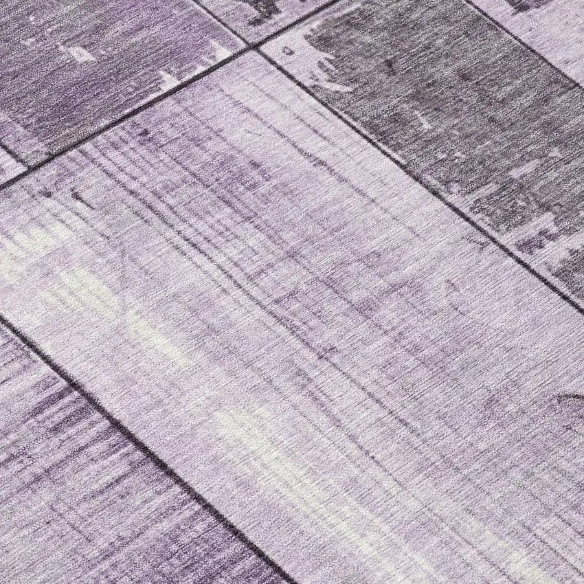 8' Purple And Gray Round Geometric Washable Indoor Outdoor Area Rug Photo 8