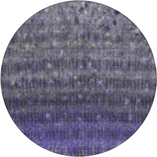 8' Purple And Gray Round Striped Washable Indoor Outdoor Area Rug Photo 2