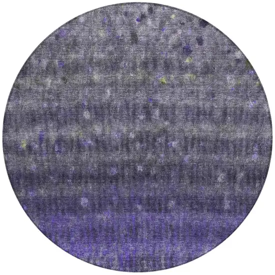 8' Purple And Gray Round Striped Washable Indoor Outdoor Area Rug Photo 4