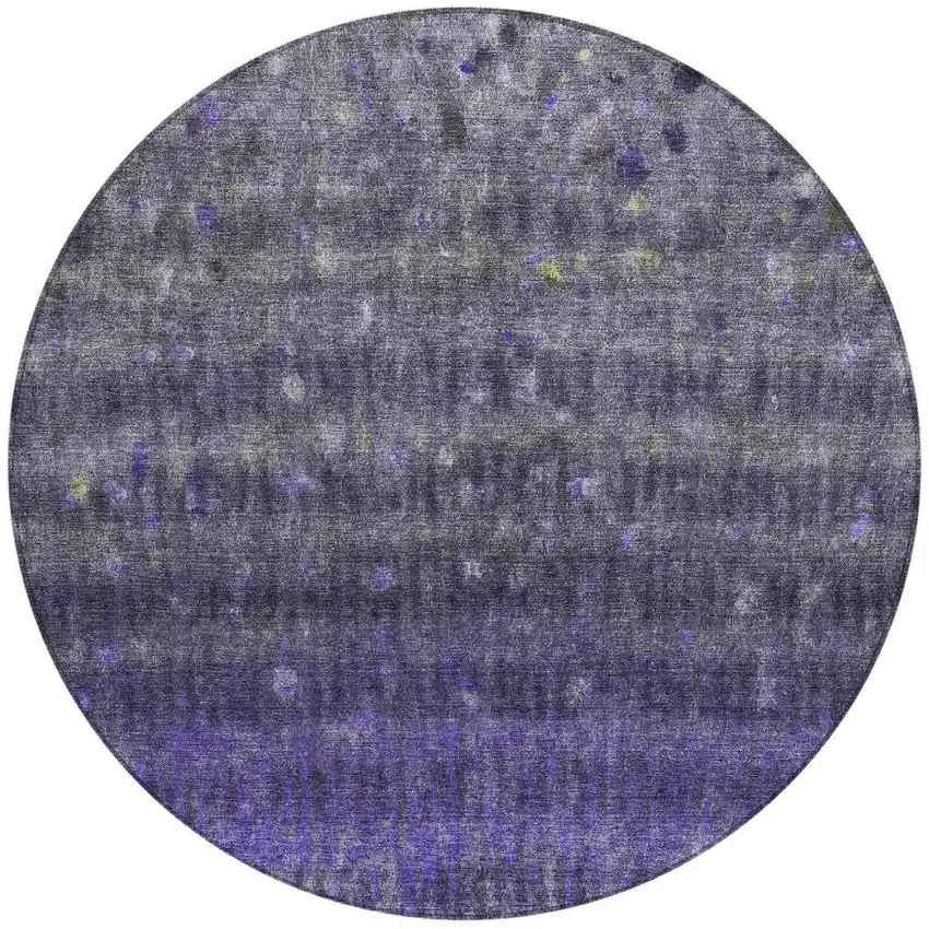 8' Purple And Gray Round Striped Washable Indoor Outdoor Area Rug Photo 4