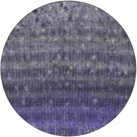 8' Purple And Gray Round Striped Washable Indoor Outdoor Area Rug Photo 5