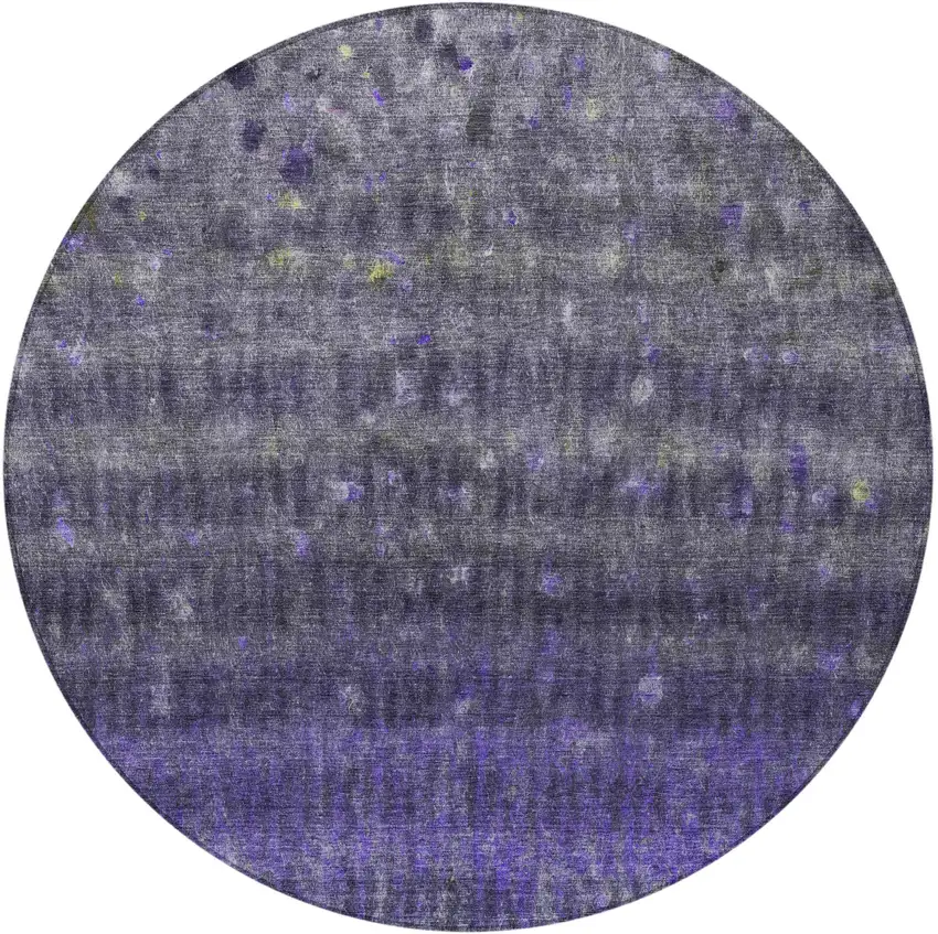 8' Purple And Gray Round Striped Washable Indoor Outdoor Area Rug Photo 5
