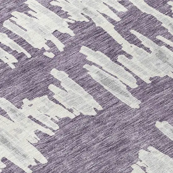 8' Purple And Gray Round Striped Washable Indoor Outdoor Area Rug Photo 8