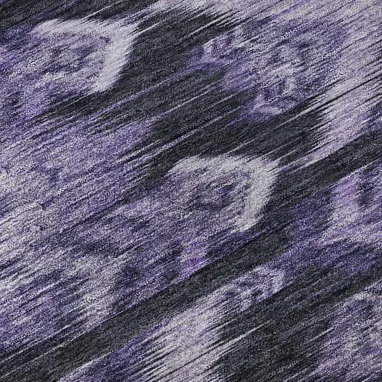 8' Purple And Gray Southwestern Washable Round Rug With UV Protection Photo 9