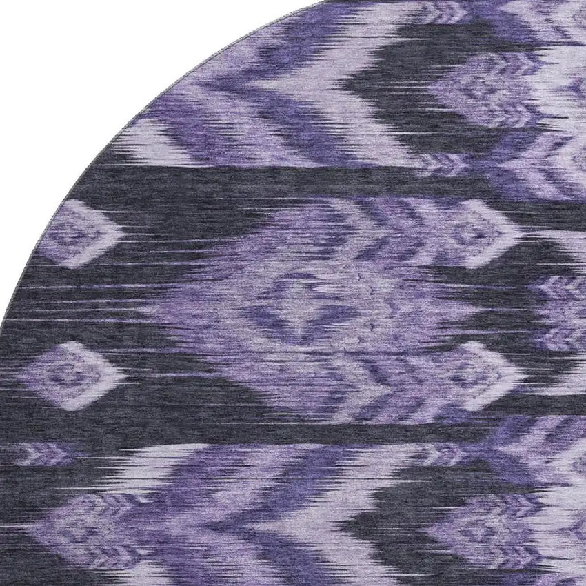 8' Purple And Gray Southwestern Washable Round Rug With UV Protection Photo 3
