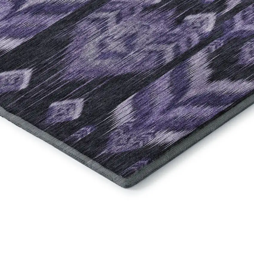 8' Purple And Gray Southwestern Washable Round Rug With UV Protection Photo 7