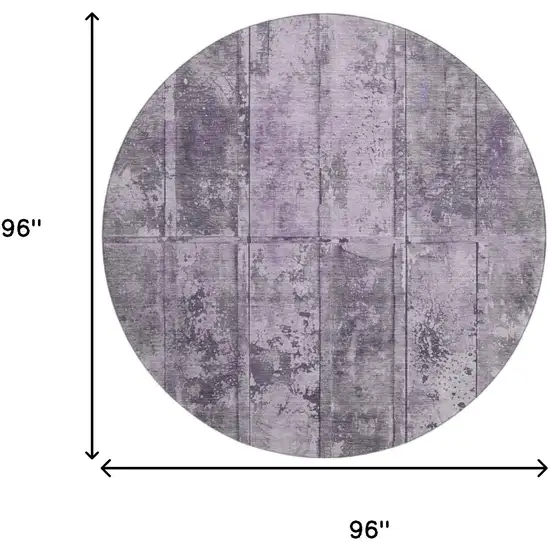 8' Purple And Gray Striped Washable Round Rug With UV Protection Photo 9