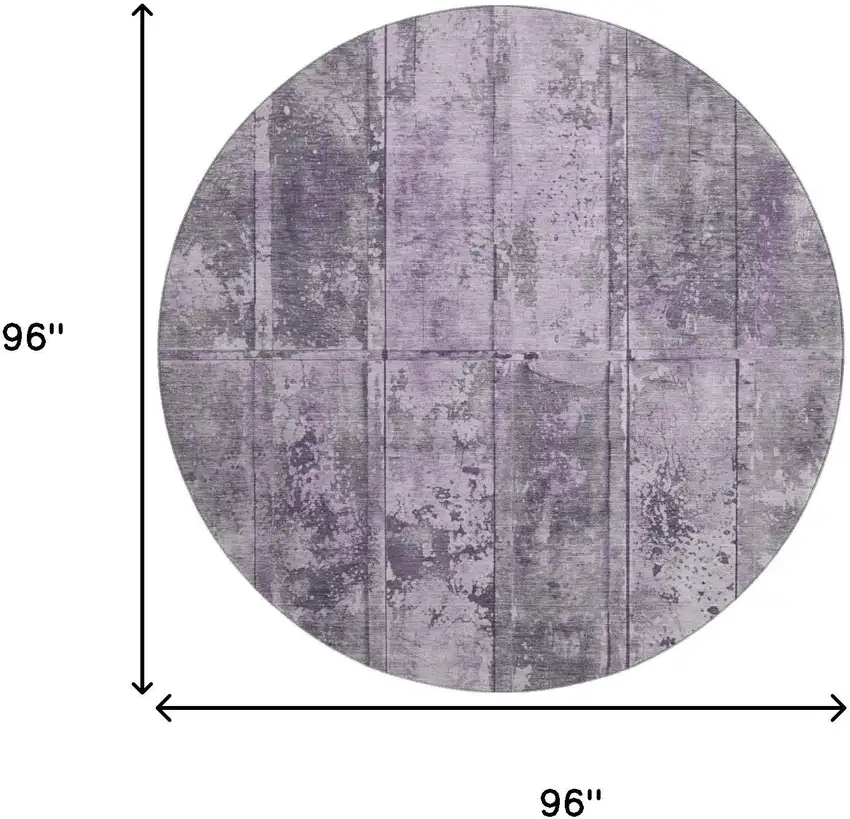 8' Purple And Gray Striped Washable Round Rug With UV Protection Photo 9