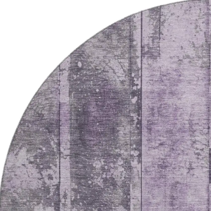 8' Purple And Gray Striped Washable Round Rug With UV Protection Photo 3