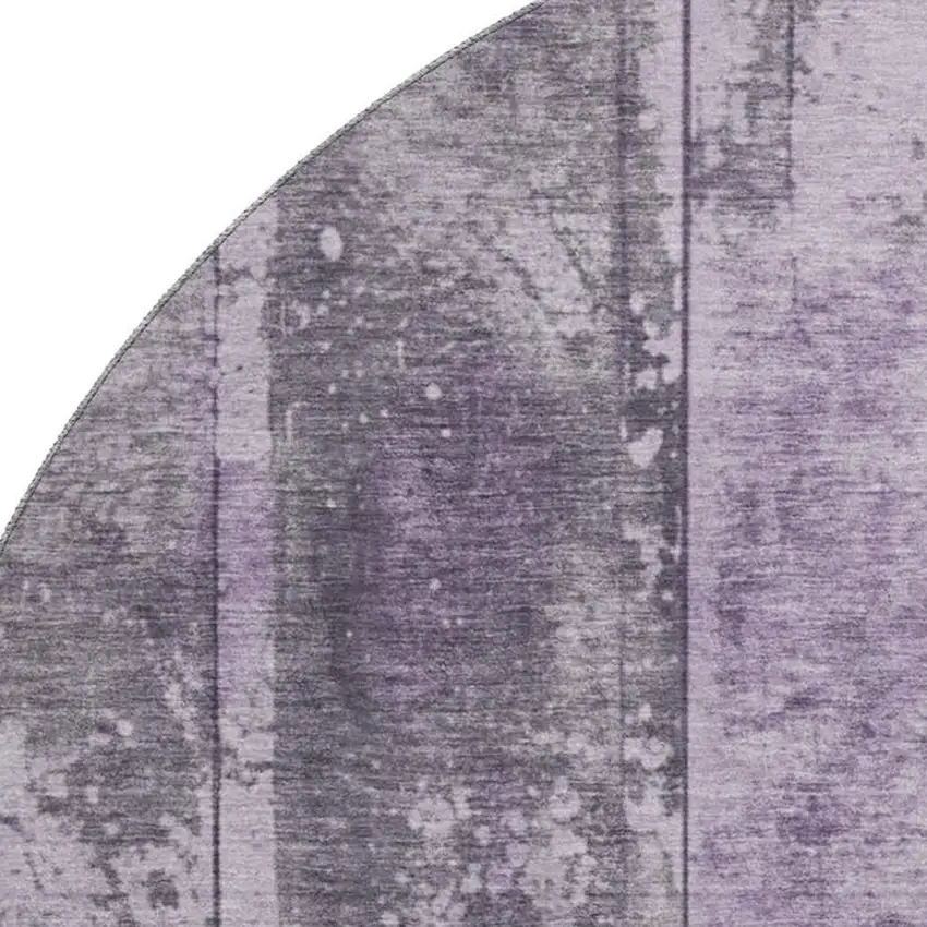 8' Purple And Gray Striped Washable Round Rug With UV Protection Photo 2