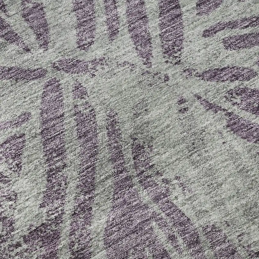 8' Purple And Gray Zebra Print Washable Round Rug With UV Protection Photo 8