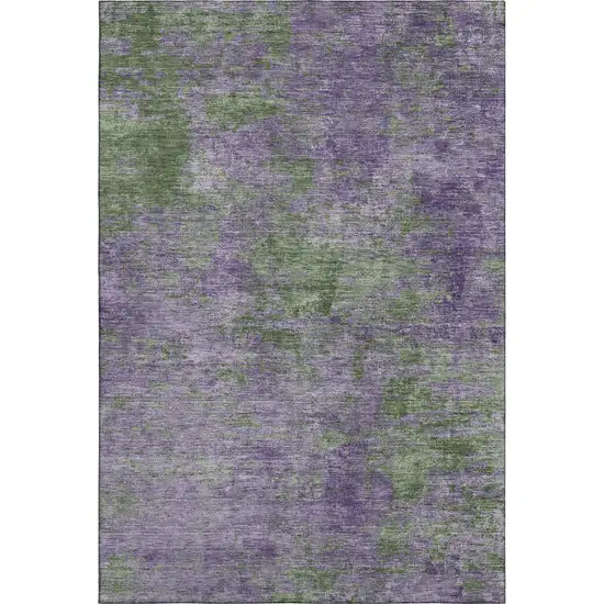 8' Purple And Green Abstract Washable Area Rug With UV Protection Photo 1