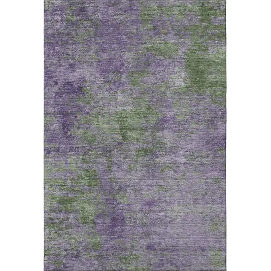 8' Purple And Green Abstract Washable Area Rug With UV Protection Photo 3