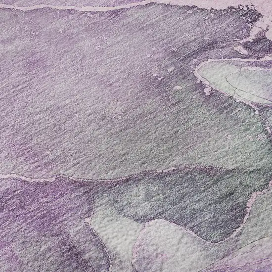 8' Purple And Green Abstract Washable Round Rug With UV Protection Photo 9