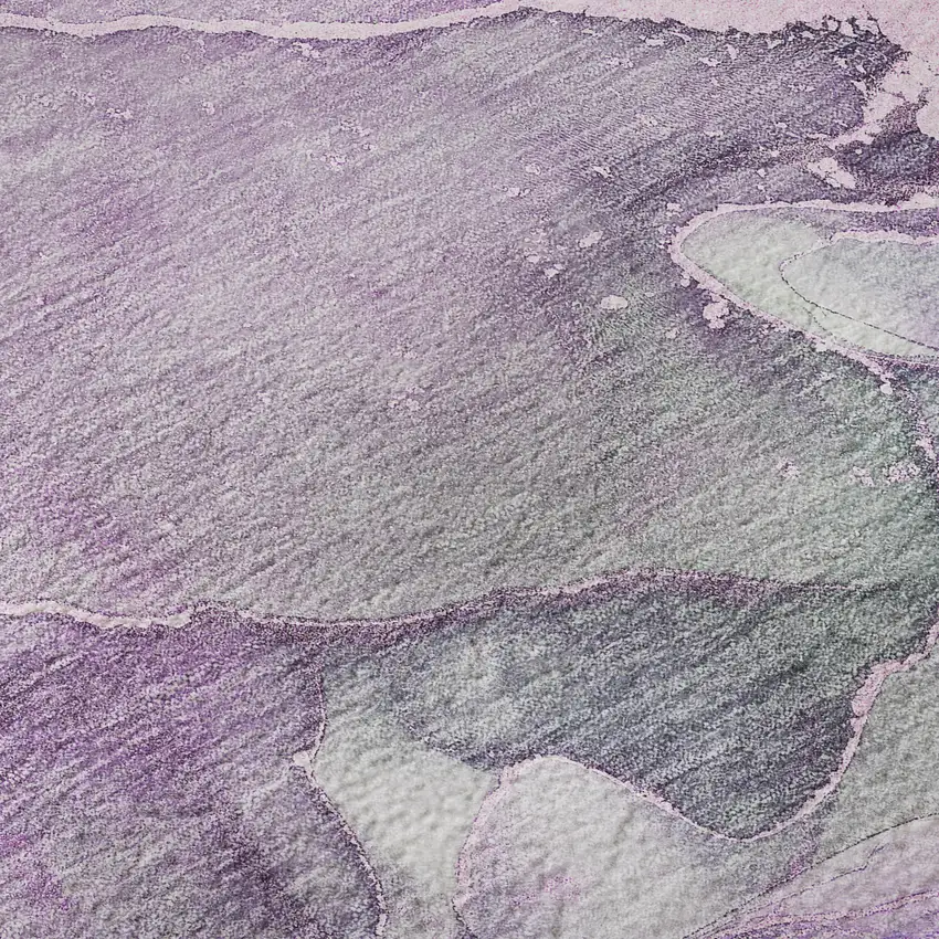 8' Purple And Green Abstract Washable Round Rug With UV Protection Photo 9