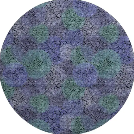 8' Purple And Green Abstract Washable Round Rug With UV Protection Photo 3