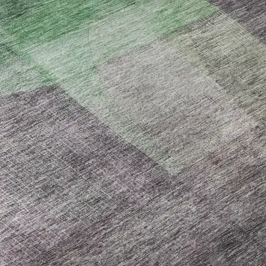 8' Purple And Green Abstract Washable Round Rug With UV Protection Photo 8