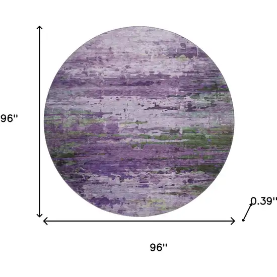 8' Purple And Green Abstract Washable Round Rug With UV Protection Photo 8
